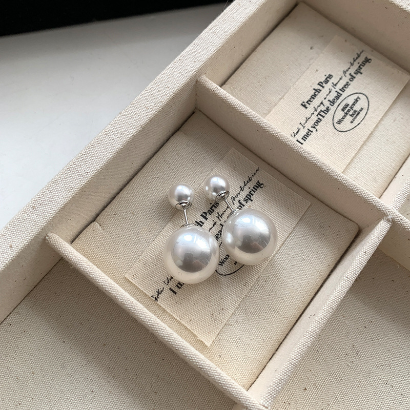 Grey White Double Sided Pearl Earrings for Women Small Unique Earrings and Accessories for a Touch of Elegance