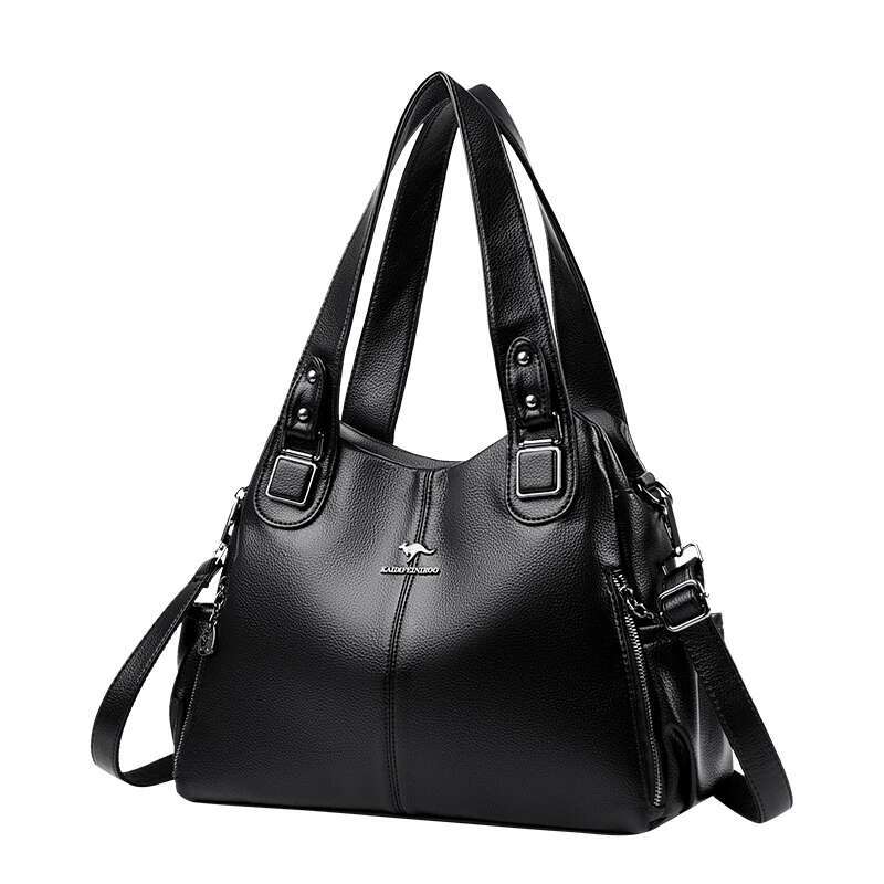 Genuine Soft PU Leather Handbags For Women Vintage Shoulder Tote Bag Designer Ladies Large Capacity Purse Bags Sac A Main