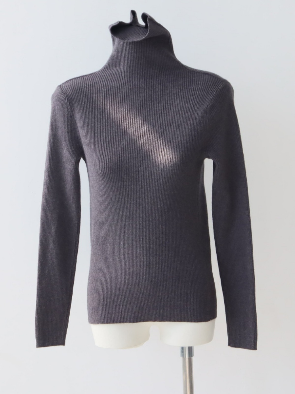 LWY308 Women's Wool Blend Pleated Pullover with Soft Half Turtleneck