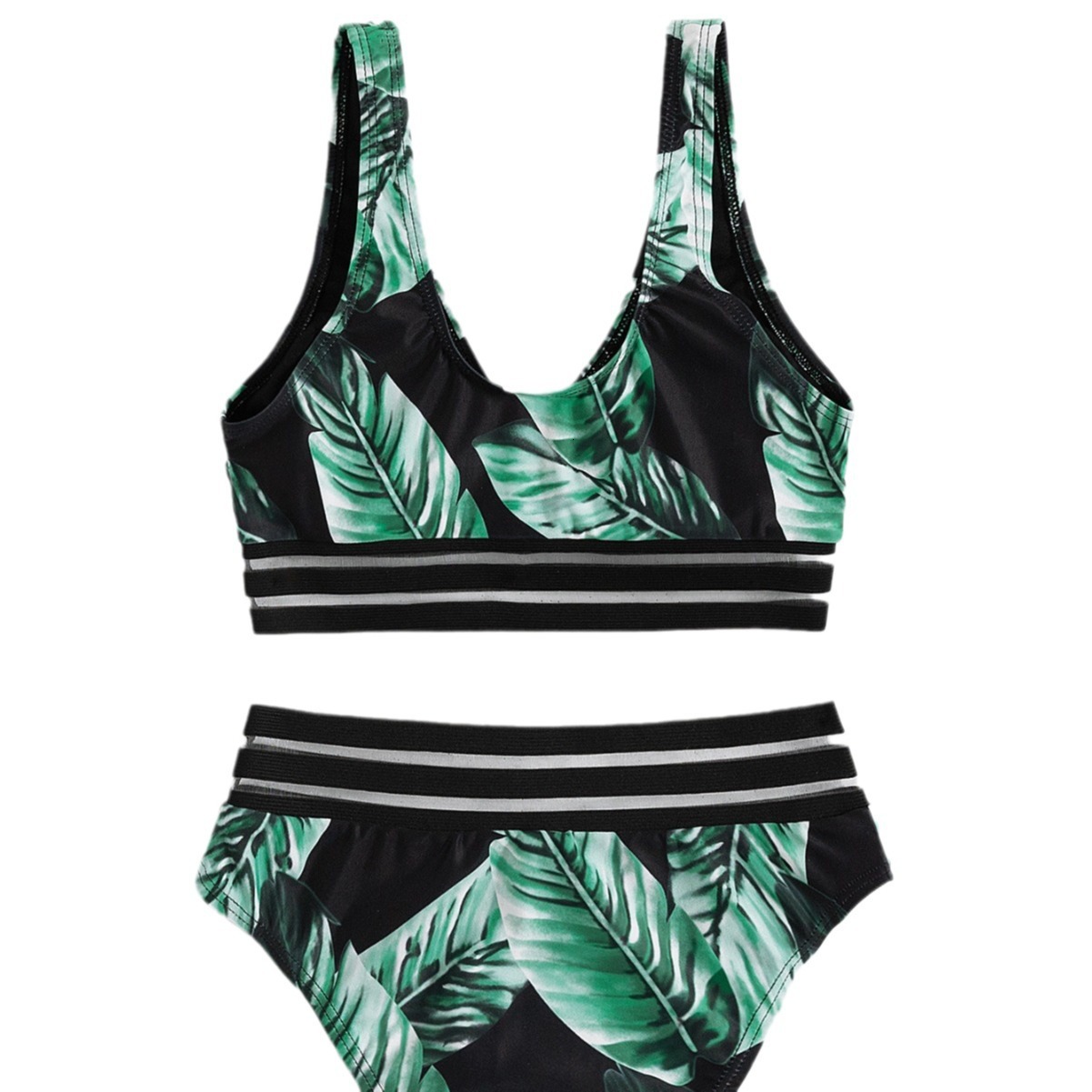 New Leaf Printed Bikini Shoulder Strap Split Fashion Swimsuit Womens Bikini