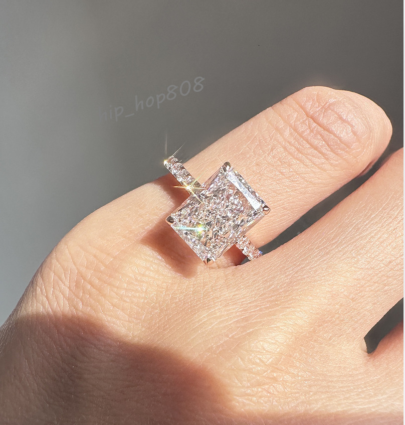 3ct DEF VS-VVS Radiant Cut Lab Diamond Engagement Ring With Hidden halo Sparkly Proposal Ring 100% Handmade Customize