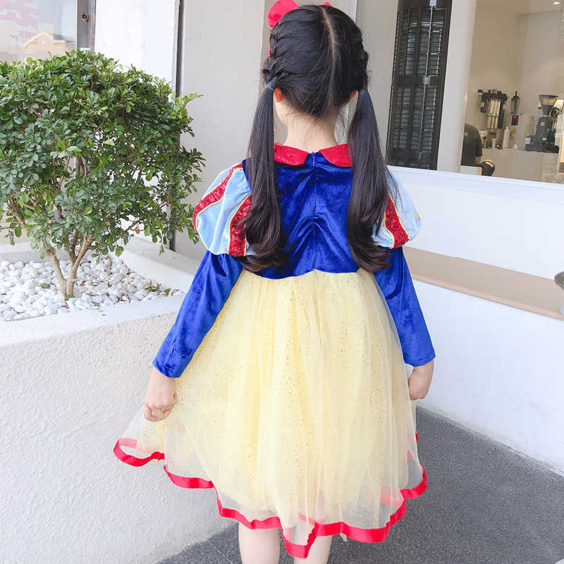 Girl's Dresses Snow White dress Spring and Autumn childrens trendy new style girls long sleeved fluffy gauze dress formal dress Y250307ED5K