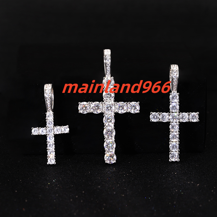 Ready to Ship Cross Pendant 2mm 3mm 4mm 5mm 925 Silver Pass Tester VVS Moissanite Diamond Cross Pendant for Chain
