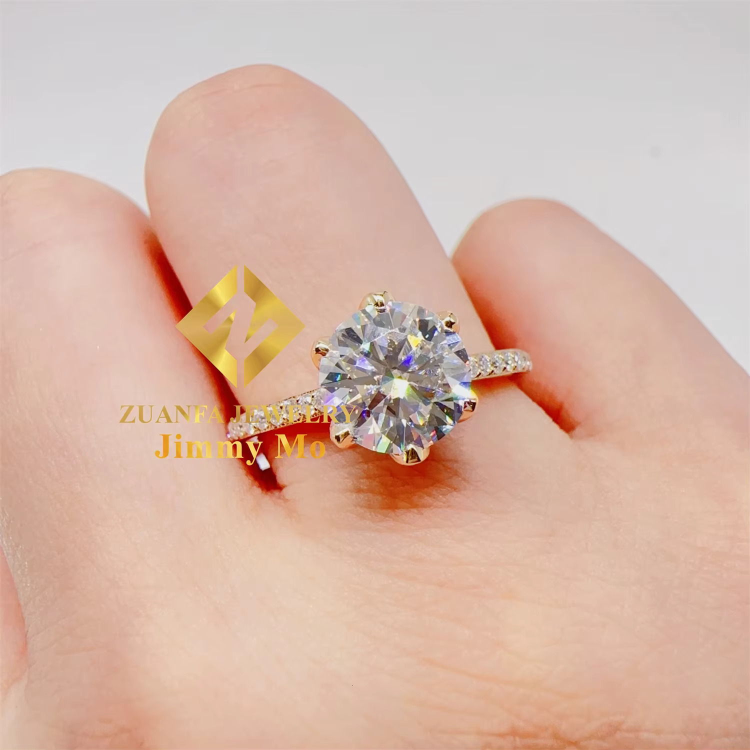 Pass Diamond Tester Wedding Bridal Jewelry 10k White Gold D Color Moissanite Round Diamond Engagement Eternity Band Ring Women