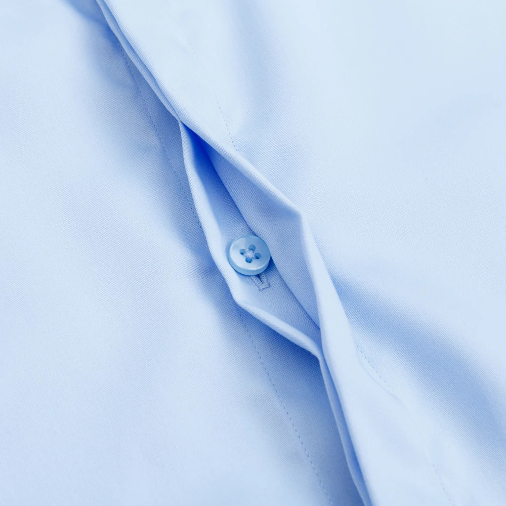 Mens 100% Cotton Iron-Free French Cuff Shirt Front Hidden Buttons Removable Collar Stays Formal Business Long Sleeve Shirts 250306