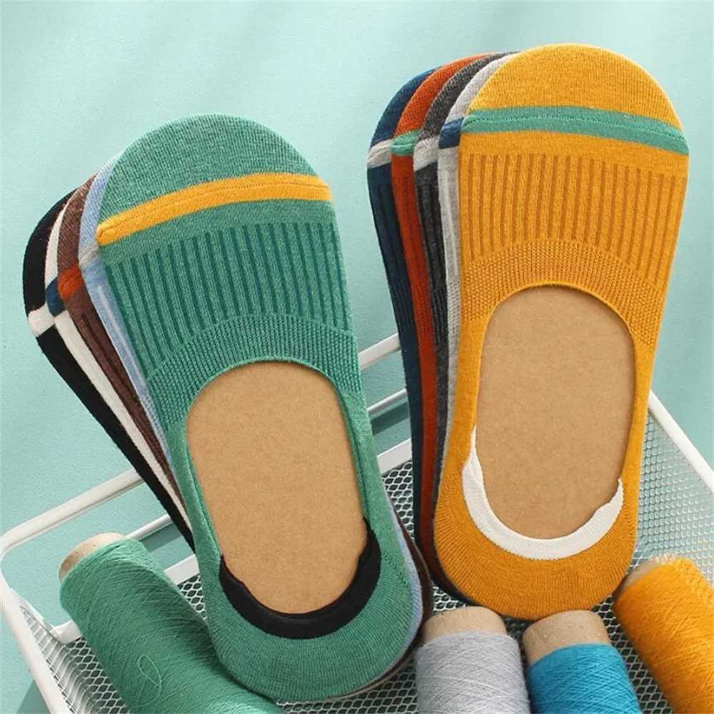 10 Pairs Men Cotton Boat Socks Summer Silicone Non Slip Invisible Thin Socks Sweat-absorbing Male Ankle Sock Slippers MeiasT250307