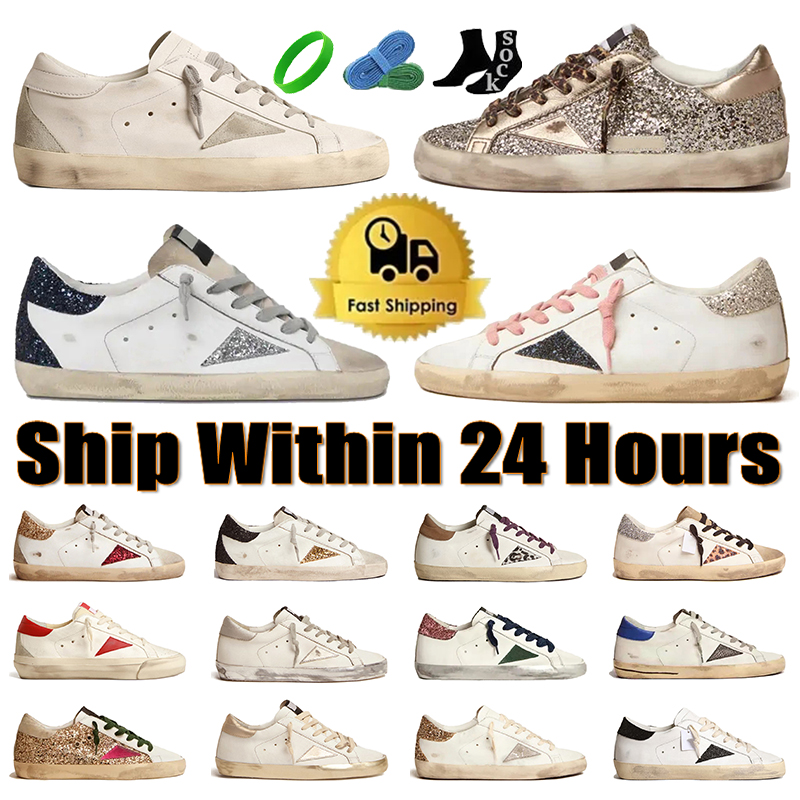 Designer Shoes Women Sneakers Mens Shoes Old Dirty Mens Trainers Leather Casual Flats Black White Gold Sliver Glitter Superstar Classic Calfskin Sneaker Size 35-45