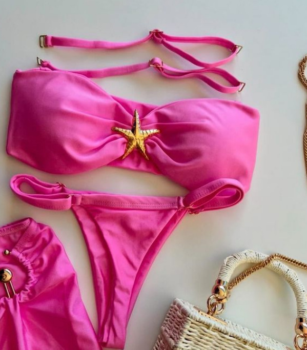 2025 New Metal Jewelry Bikini Split Swimsuit Fashion Adjustable Tight Bikini