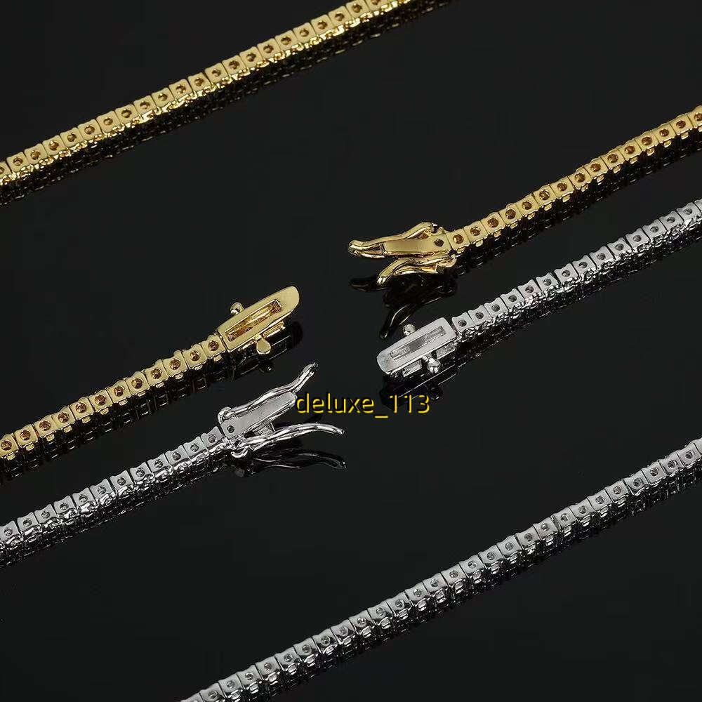 Classic VVS Moissamite Tennis Necklace 925 Sterling silver 10K 14K Gold plated chain Crystal Diamond chain Designer Jewelry Men Women wholesale custom
