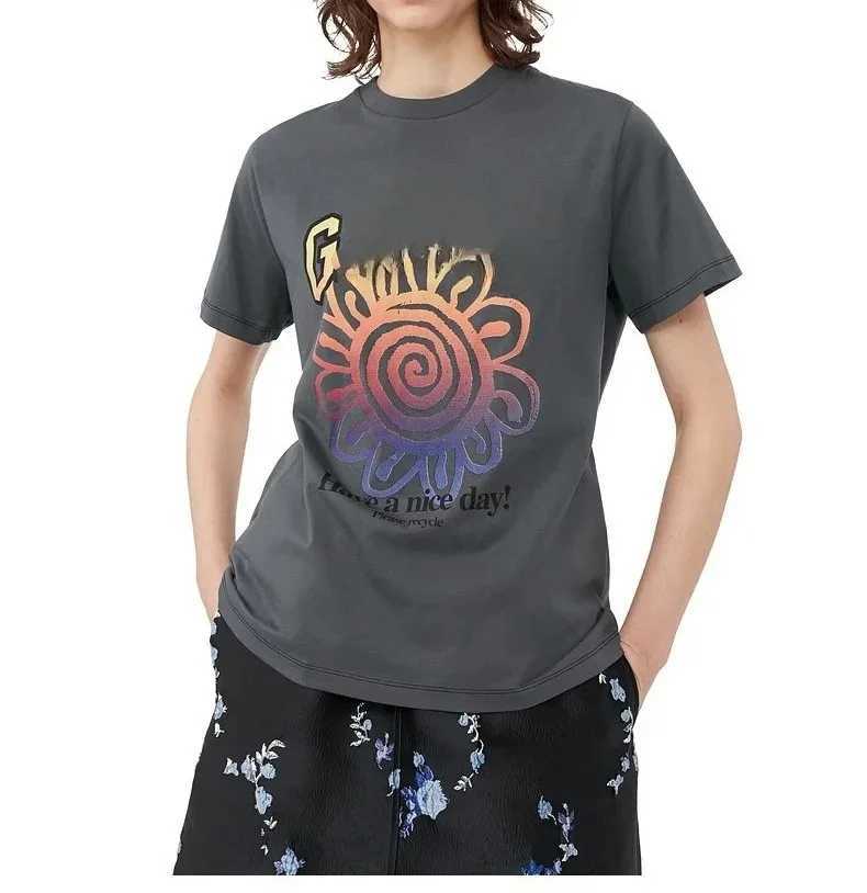 Women's T-Shirt 100% Womens Pure Cotton Simple Printing Comfortable Summer Womens Casual Womens T-shirt Loose T-shirt Y2503071Y36