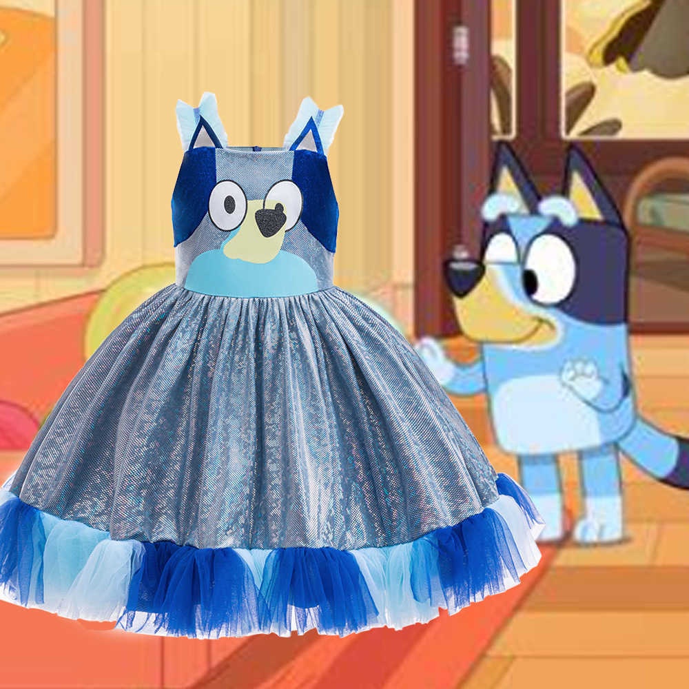 Girl's Dresses New girls animated Brui cartoon printed princess dress cosplay childrens fluffy dress Y2503072AV9