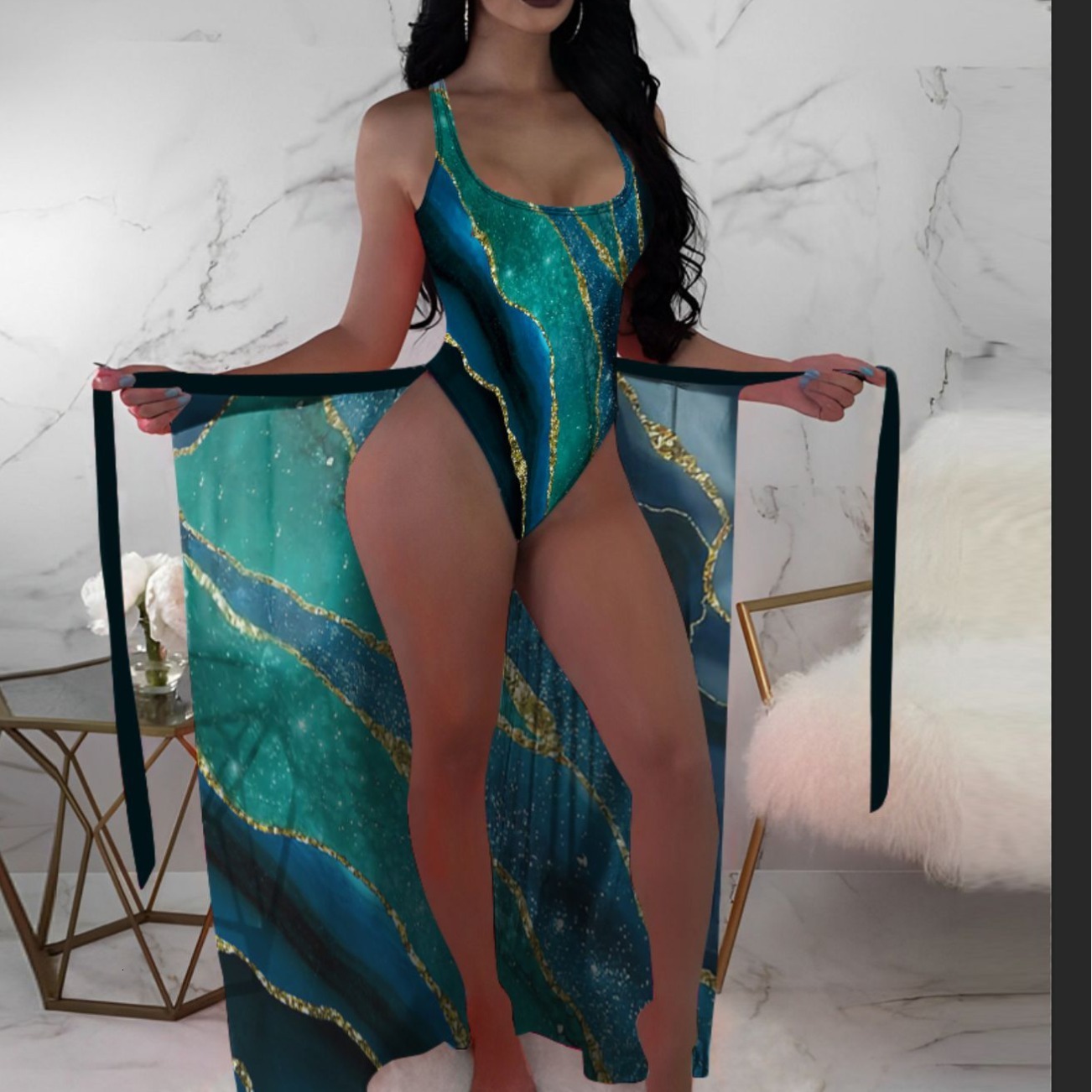 Bikini New One-piece Fixed Plate Swimsuit Womens Swimsuit Printed Fashion Swimsuit One-piece Bikini