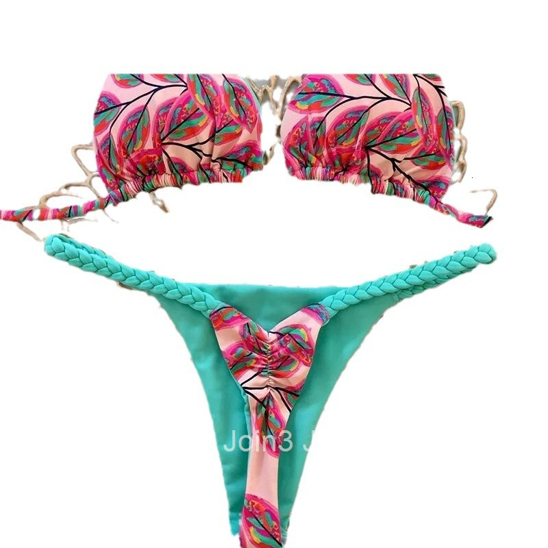 New Fashion Gathered Braids Bikini Split Swimsuit Brazilian Beach Swimsuit Biki