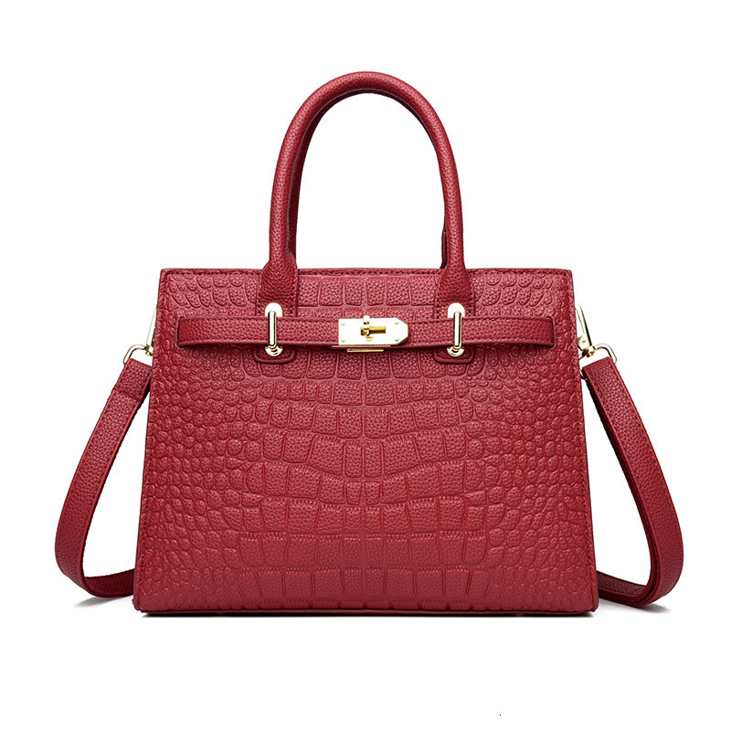 2025 New Crocodile Pattern Fashion Designer High Quality Women s Texture Large Capacity Handbag Stone Pattern Black Single Shoulder Handbag Crossbody 