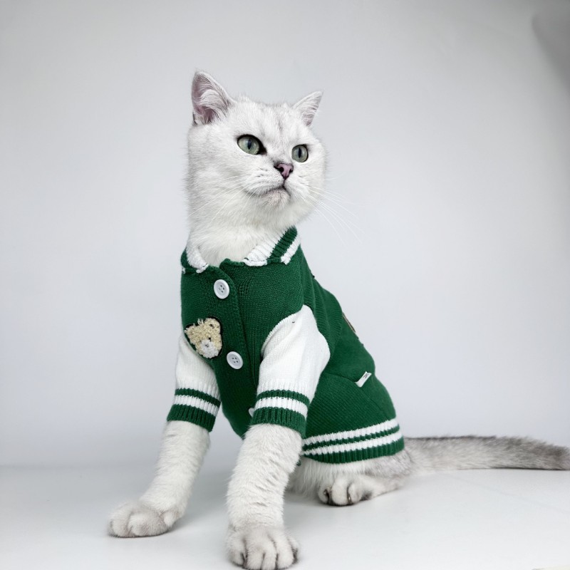 free shipping Designer Clothes Pets Cardigan Sweaters Small Dogs Girl Boy Warm Winter Fall Dog Coats Preppy Style Knitted Puppy Sweater for Chihuahua 