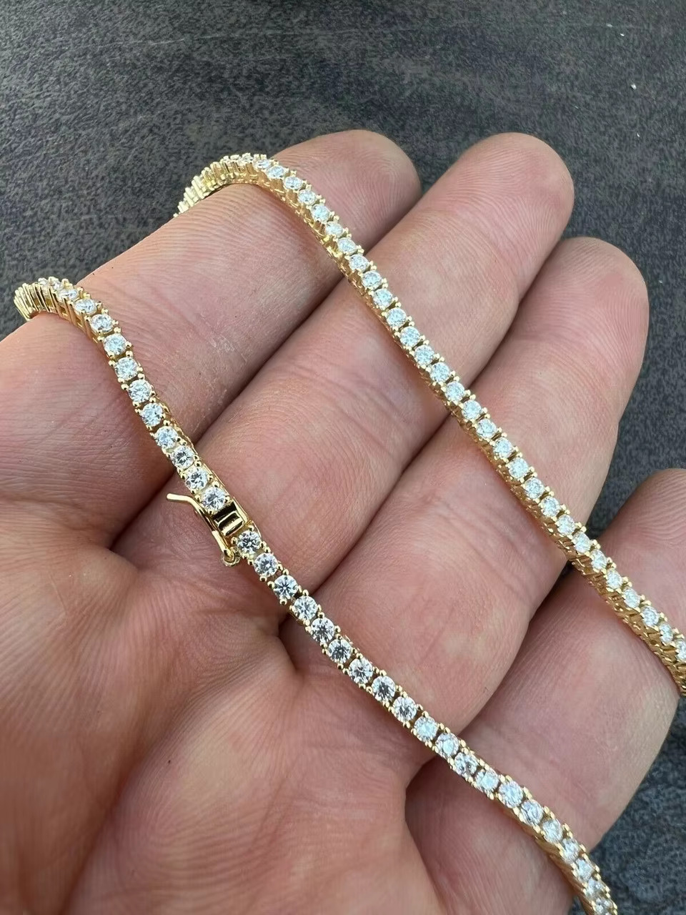 Wholesale 2mm 925 Silver Zircon Moissanite Tennis Chain Bracelet Necklace