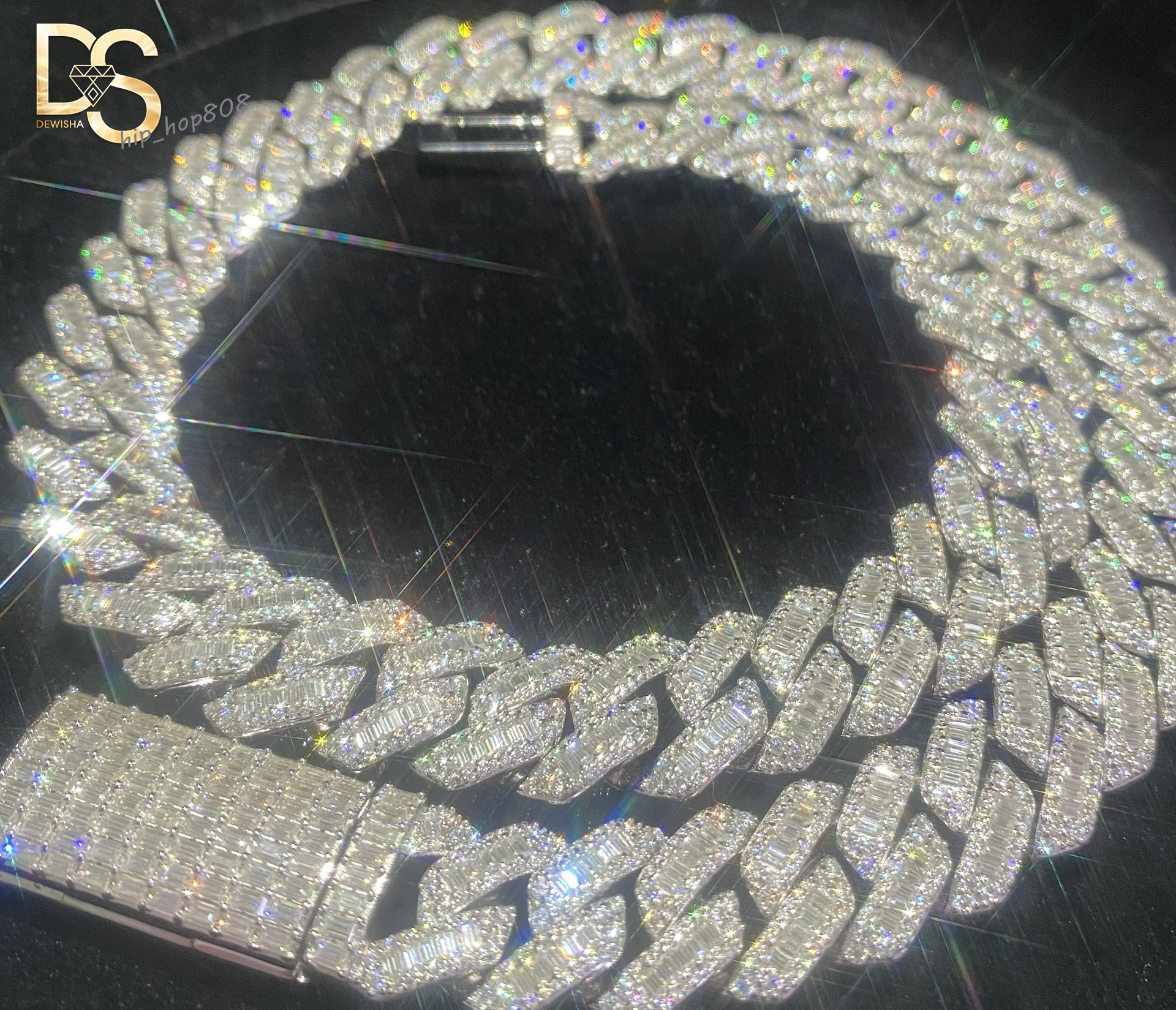 Hot Selling Hip Hop 15mm Iced Out S925 Silver Plated VVS Moissanite Cuban Link Chain Necklace for Men