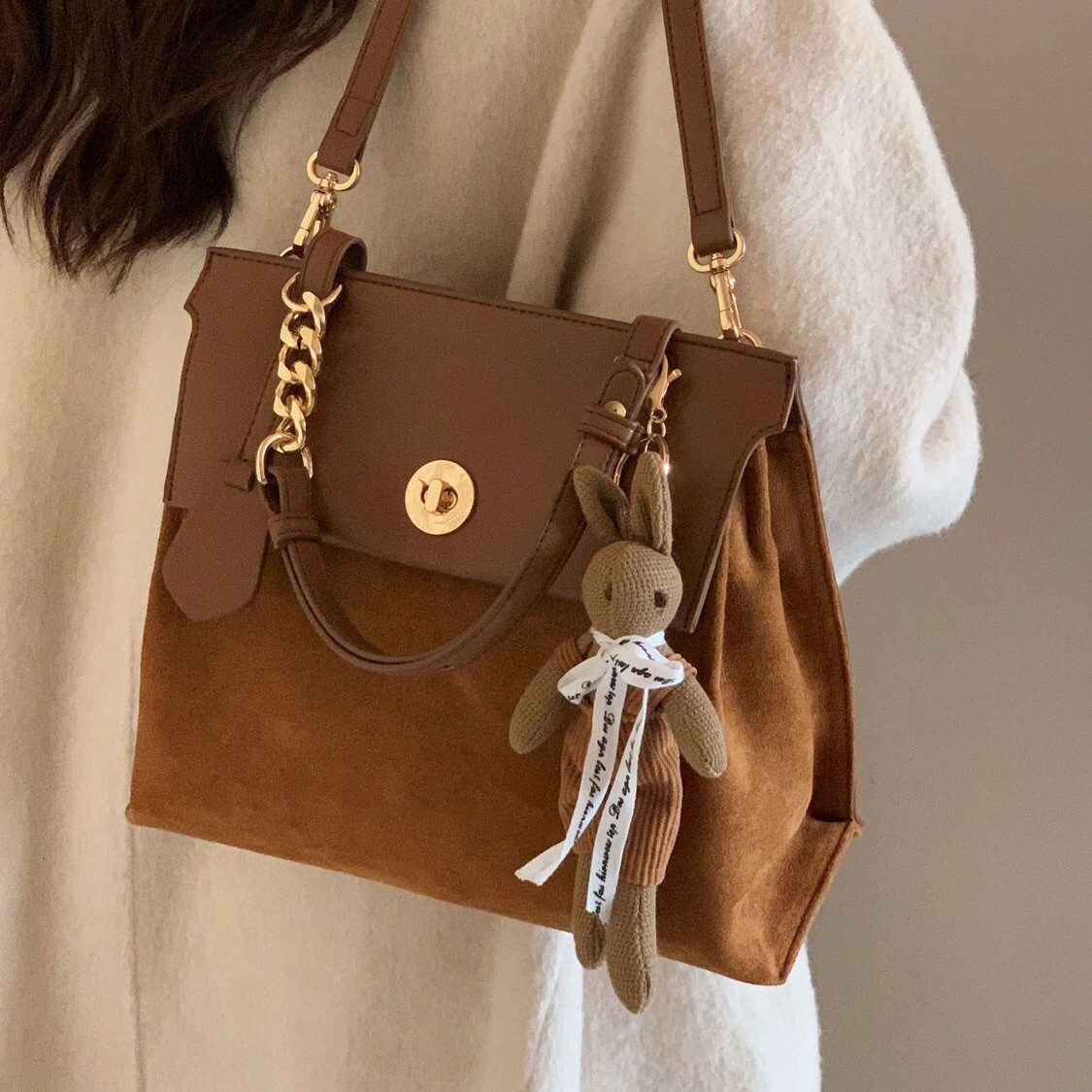 Spring And Summer Brown Suede Niche Western Style Backpack 2025 New Designer Fashion Women s Handheld Shoulder Chain Bag Wallet Crossbody Bag