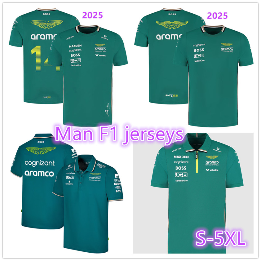 23 24 25 Men's T-Shirts Aston Martin Jersey T-shirt AM F1 2024 2025 Official Mens Fernando Alonso T-Shirt Formula 1 Racing Suit F1 Shirt MOTO Motorcyc Tees S- 5XL