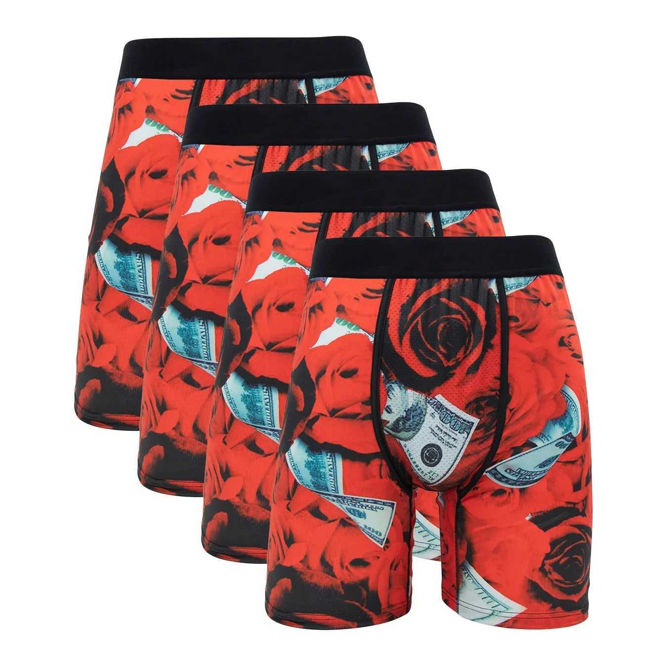 Men's Shorts 4Pcs Fashion Print Men Underwear Boxer Cueca Male Panties Lingerie Men Underpants Boxershorts Sexy Briefs Boxers S-XXL Trunks Y25030