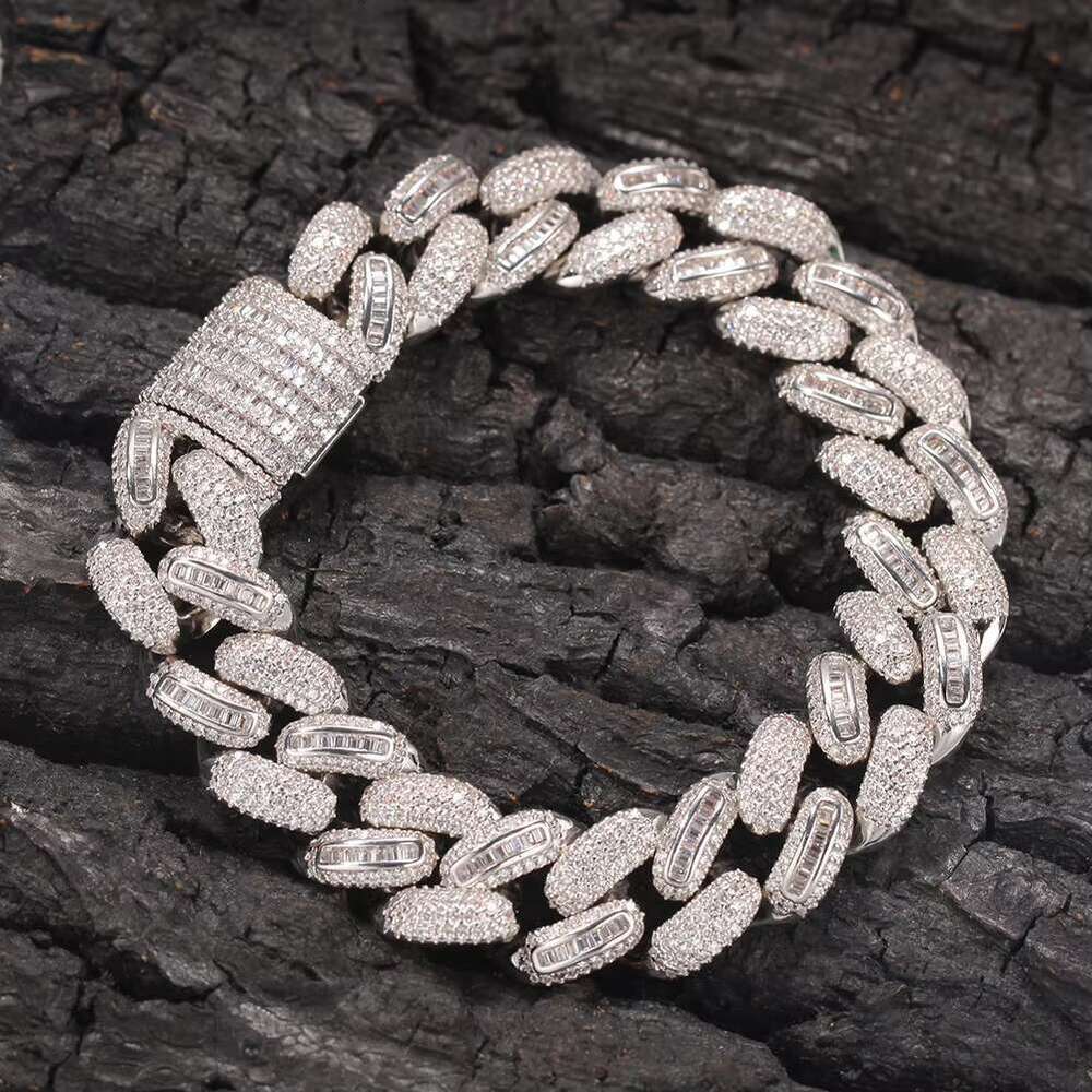 Qianjian Customized 10mm VVS Moissanite Sterg Sier Cuban Chain Unisex Hip Hop Anniversary Bracelet