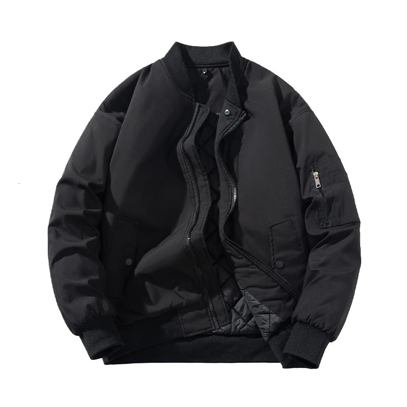 Ma1 Bomber Jacket Men Solid Vintage Pilot Autumn Winter Thick Warm Parkas Coat Fashion Clothes High Street Youth 250225