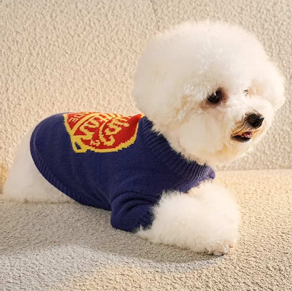 Designer Sweater Luxury Clothes Autumn Winter Warm Coats Schnauzer French Bulldog Teddy Small Medium Dog Classics Cat Sweatshirt Pet Items Blue L A748