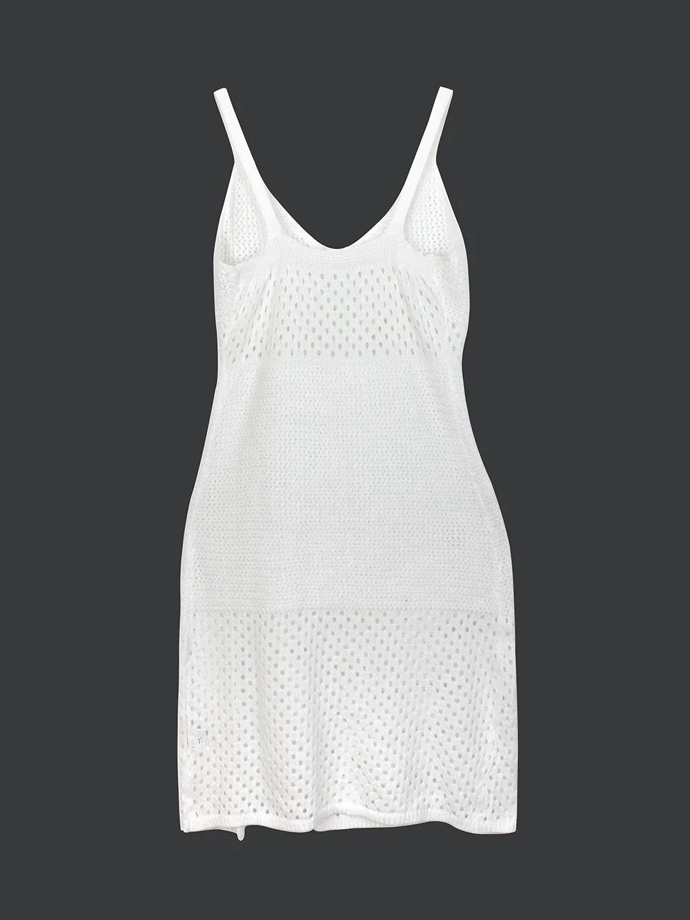 Womens knitted mesh long Vbelt sewn dress beach shirt summer 250305