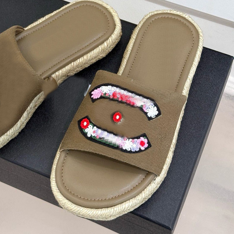 designer beach slipper women New Half slippers 100% leather Suede Thick heels Metal Slides woman shoe Lazy Sandals High heeled shoes size 34-38-39-41 With box