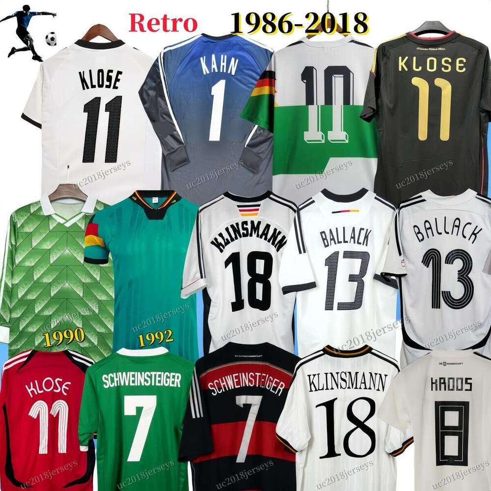 Retro Germanys Vintage Soccer Jerseys 86 88 90 92 94 98 Littbarski BALLACK KLINSMANN Matthias KALKBRENNER 00 02 04 06 08 10 14 16 18 MatthAus HAssler KLOSE shirt