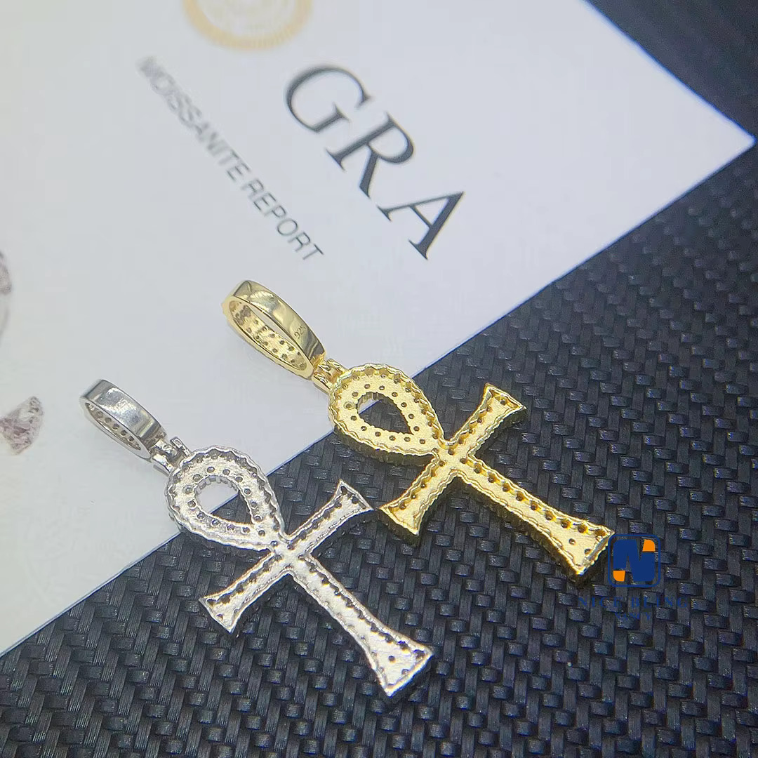 Top Icy Jewelry 925 Sterling Silver Gold Plated VVS Moissanite Diamond Men Jewelry Pendant Diamond Cross Pendant