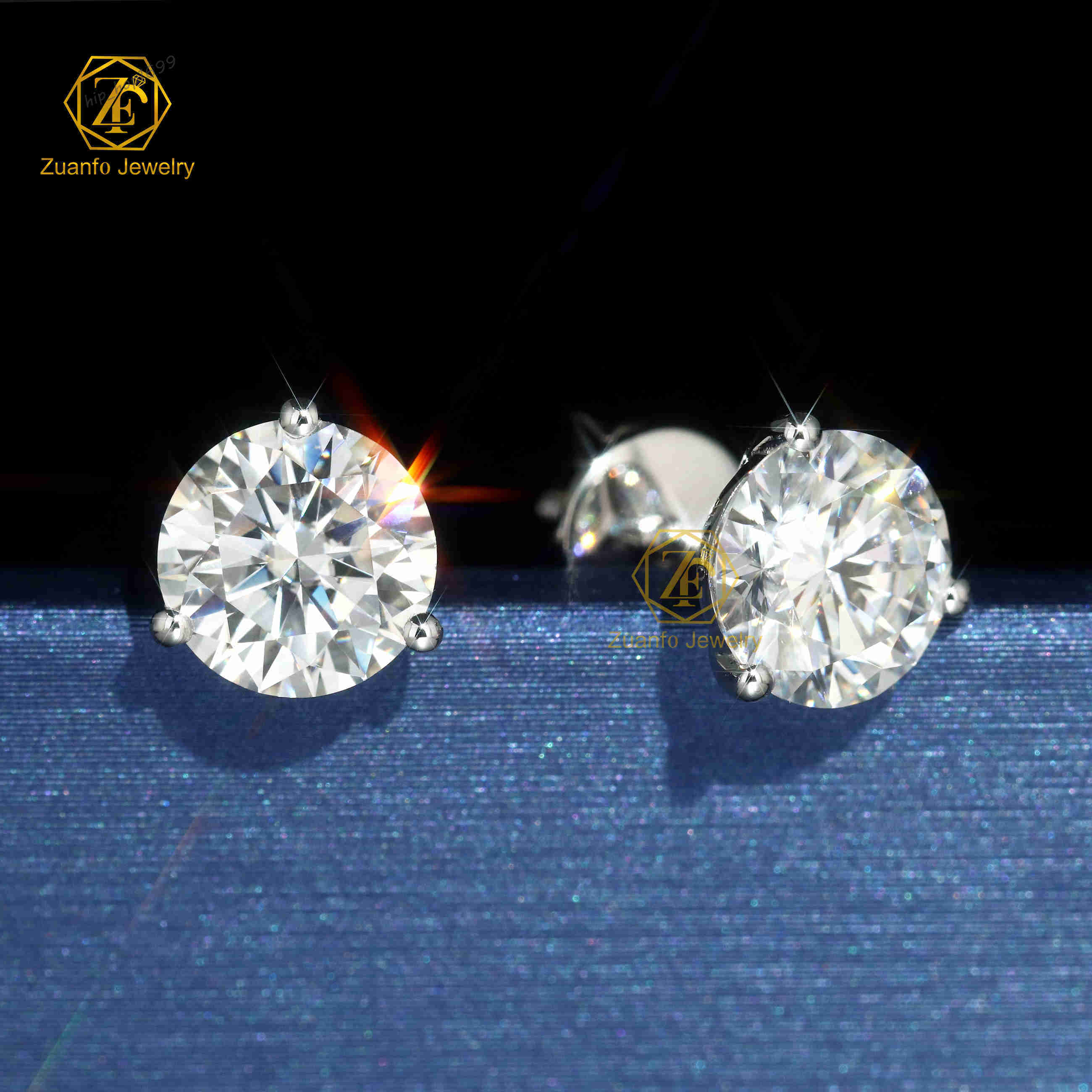 Custom 0.5 1ct 2ct Lab Grown Diamond CVD VS1 Clarity D Color 14K/18K Gold Screw Back Stud Earrings with IGI Certificate