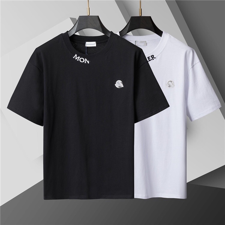 Men's high-end brand black and white short-sleeved summer and autumn loose short-sleeved