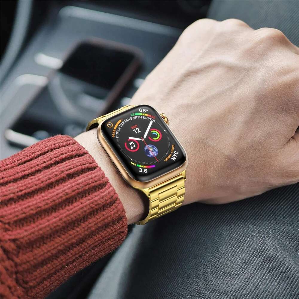a Watch Band Ultra 1/2 49mm 7 8 9 45mm Stainless Steel Strap for iWatch 6 5 4 3 44mm 42mm 41mm 38m Golden Wristband