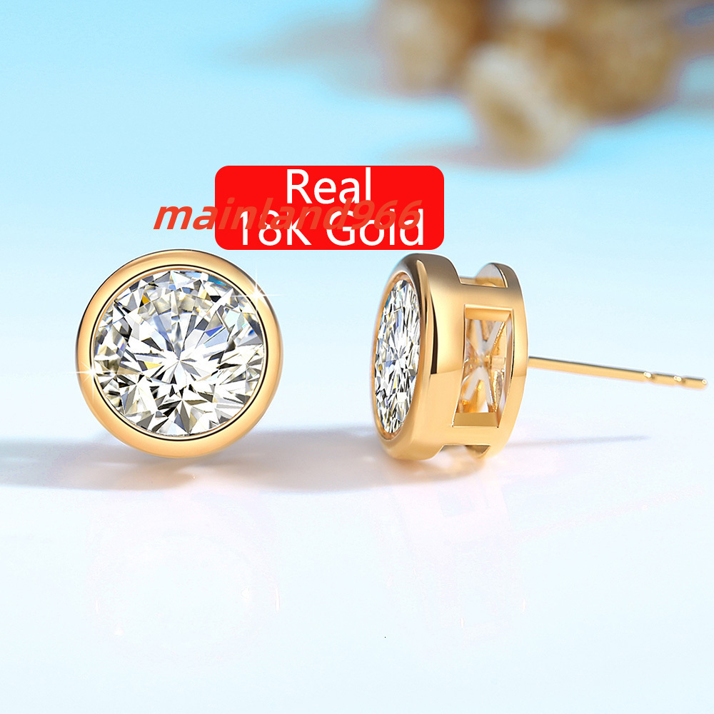 High Quality Gold Jewelry 2ct 1ct 0.5ct D Color VVS1 Moissanite Diamond AU750 Gold 18k Gold Earrings