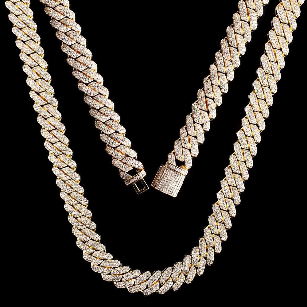 Fashion Customization Moissanite De 10mm 10k 14k Gold Mossinate Dia Chain 2 Row Stone Miami Cuban k Chai