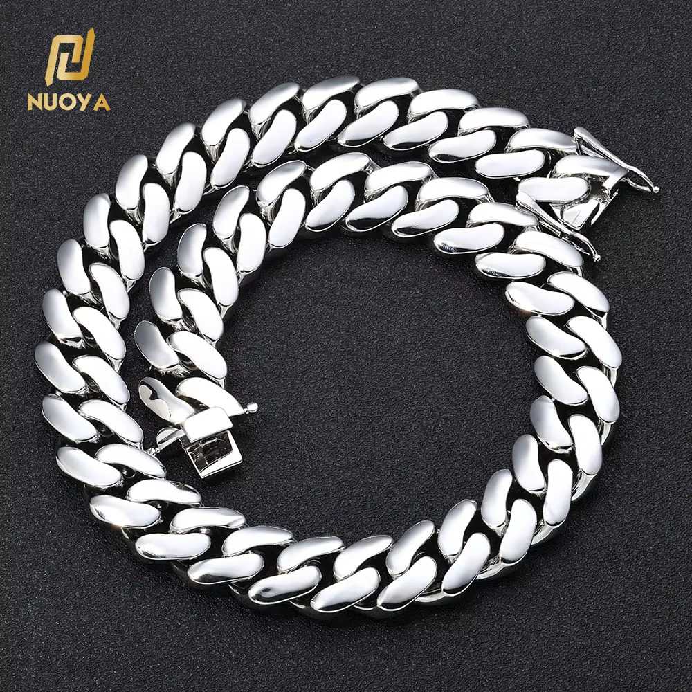 NUOYA Customized 1012151922mm Miami Cuban Link Chain Necklace for Men 18K Gold Plated Hip Hop Jewelry Wholesale Cuban Chains