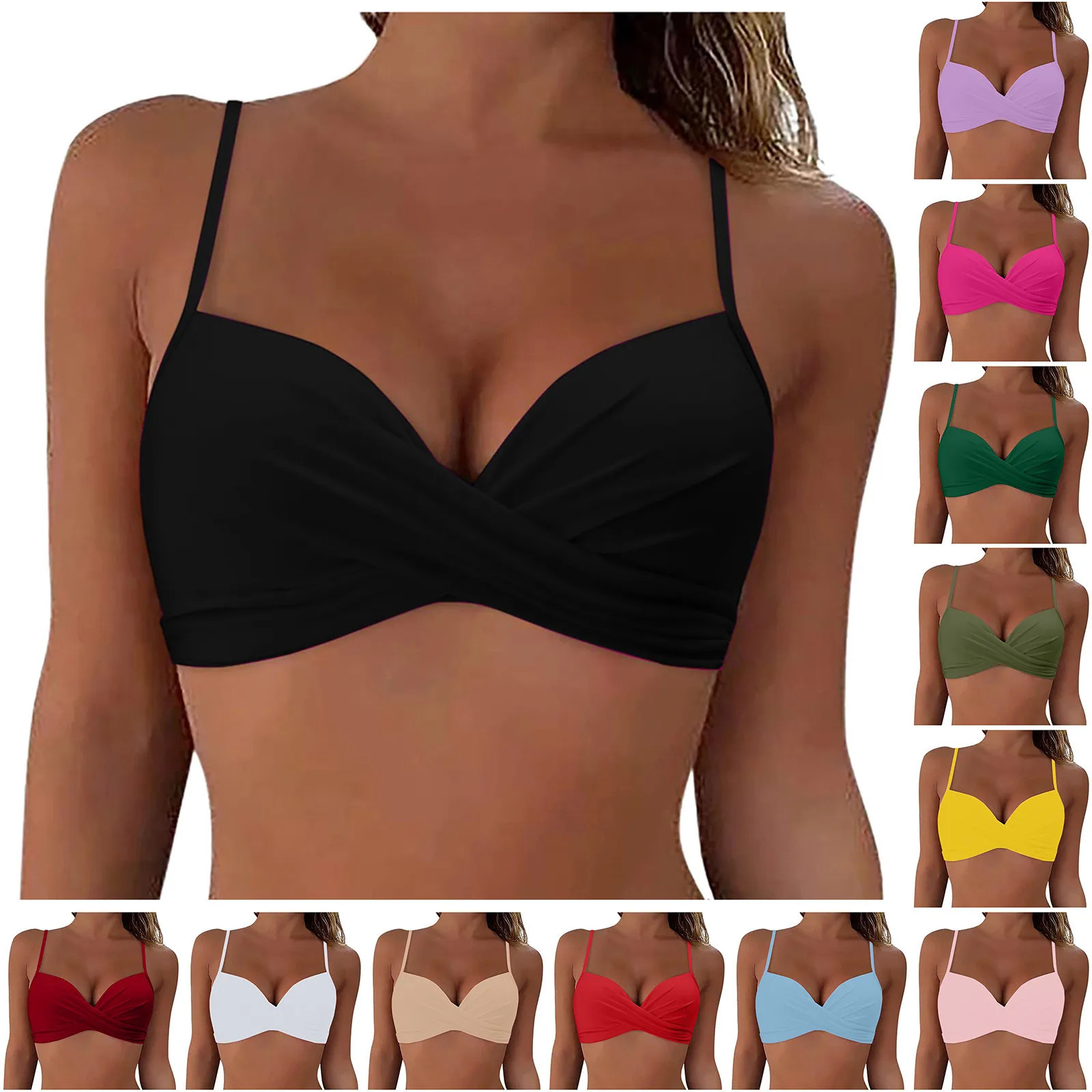 Womens Swimwear 2024 Women Back Stainless Steel Hooks Swimwear Tops Underwire Full Coverage Bikini Top swimsuit femme 250305Z