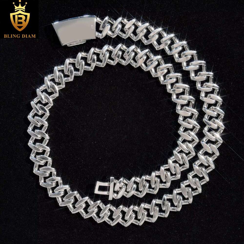 13.5mm Hip Hop Jewelry Miami Cuban k Chain Sterg Sier for Men 2 Row Iced Out Moissanite Necklace
