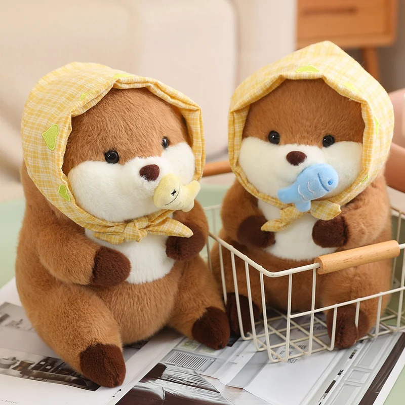 30cm Cartoon Otter With Hat Fish Plush Toys Cute Soft Lovely Stuffed Pillows Dolls For Birthday Festival Gift 250305