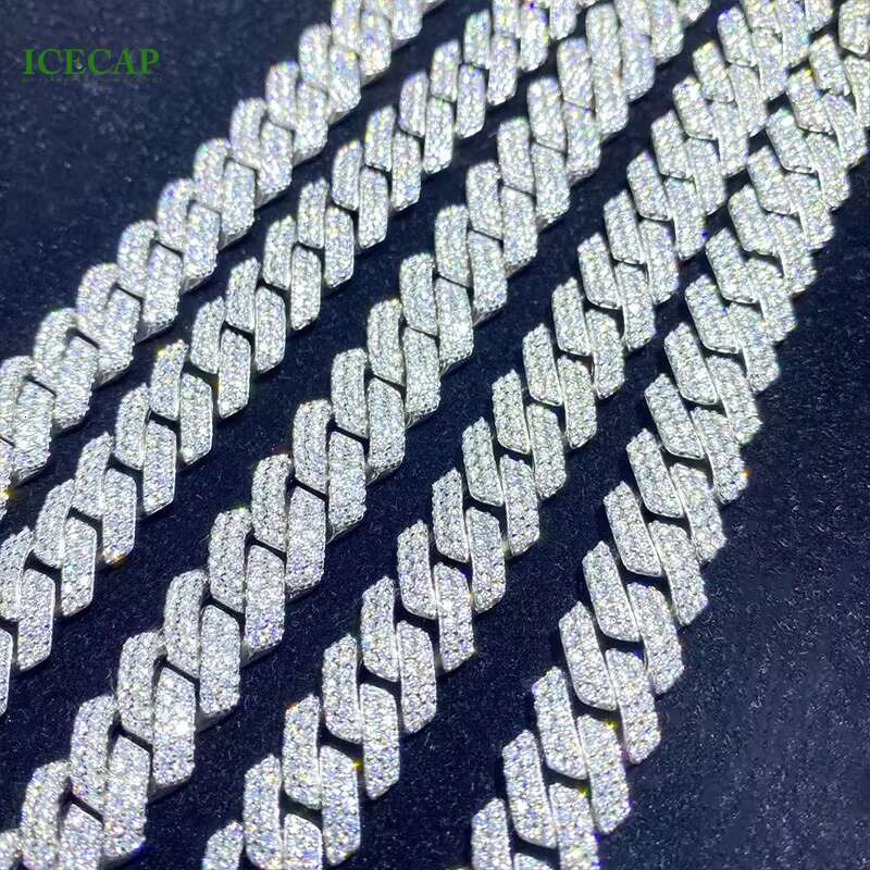 Hiphop 8mm 10mm 12mm 14mm Miami Cuban k Chain Sterg Sier Dia Men Moissanite Necklace