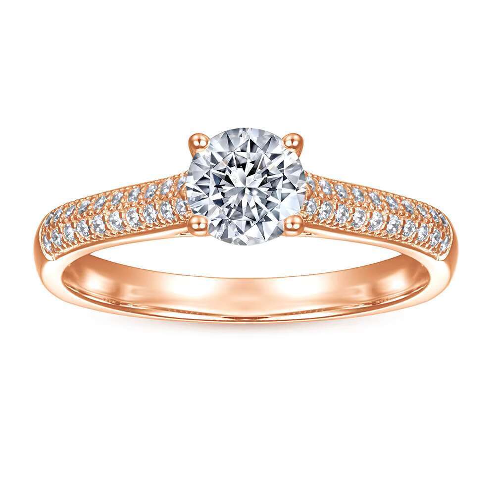 Best Selg 6.0MM Moissanite Zircon White Rose Gold Plated S Sterg Sier Trendy Wedding Engagement Ring