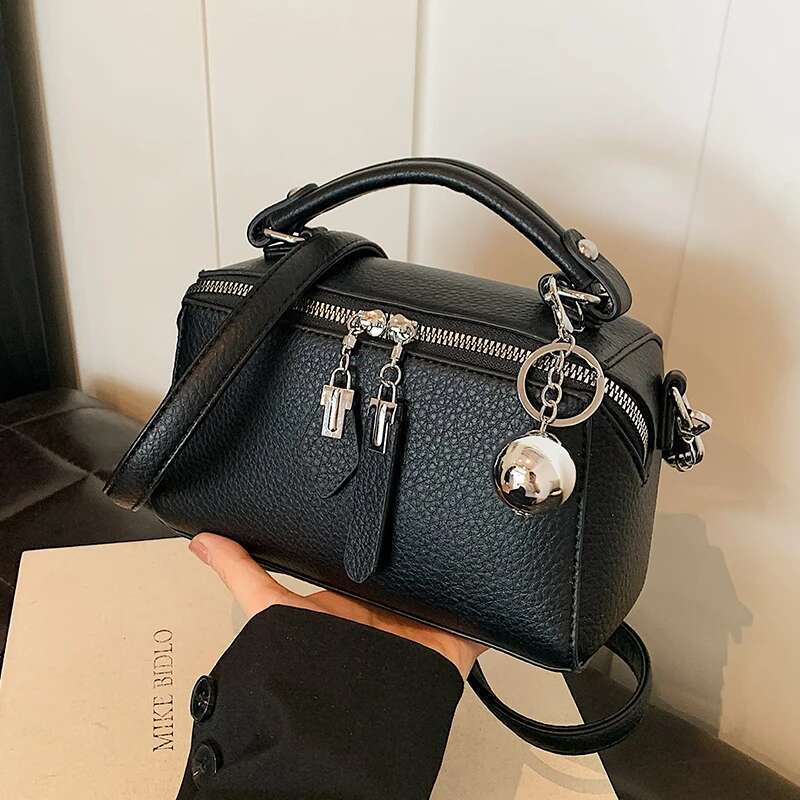 new classic black square designer women s handbag autumn new multifunctional small shoulder crossbody bag with elegant spherical pendant trendy should