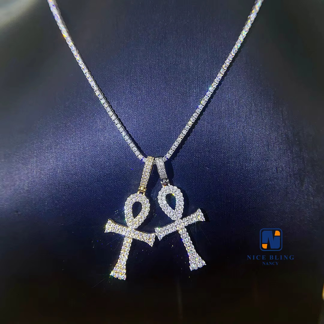Top Icy Jewelry 925 Sterling Silver Gold Plated VVS Moissanite Diamond Men Jewelry Pendant Diamond Cross Pendant