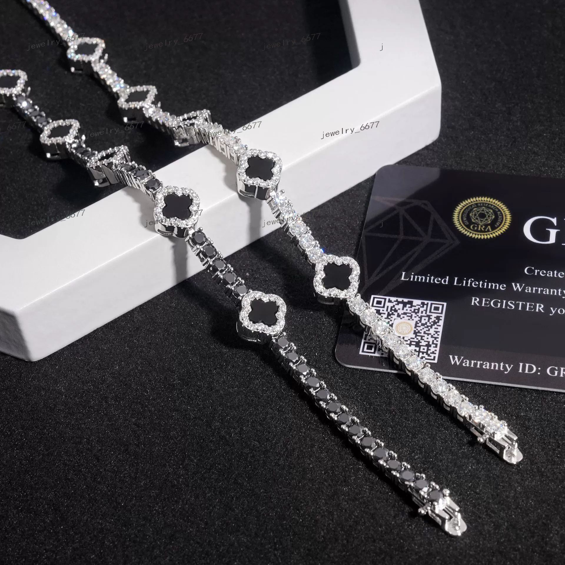 Designer jewelry Fine Jewelry Lucky Clover Bracelet S925 Silver Gold Plated VVS Moissanite Cuban Bracelet with GRA Certificate