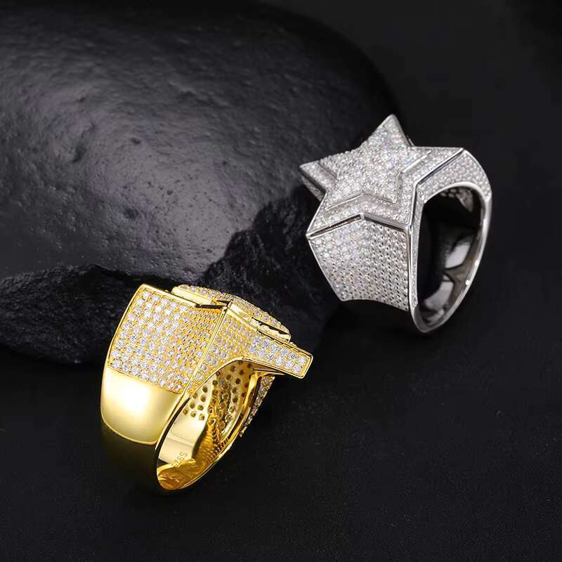 Fine Jewelry Iced Hip Hop Cuban k Ring Gold Plated Sterg Sier VVS Moissanite Dia Engagement Gift Party