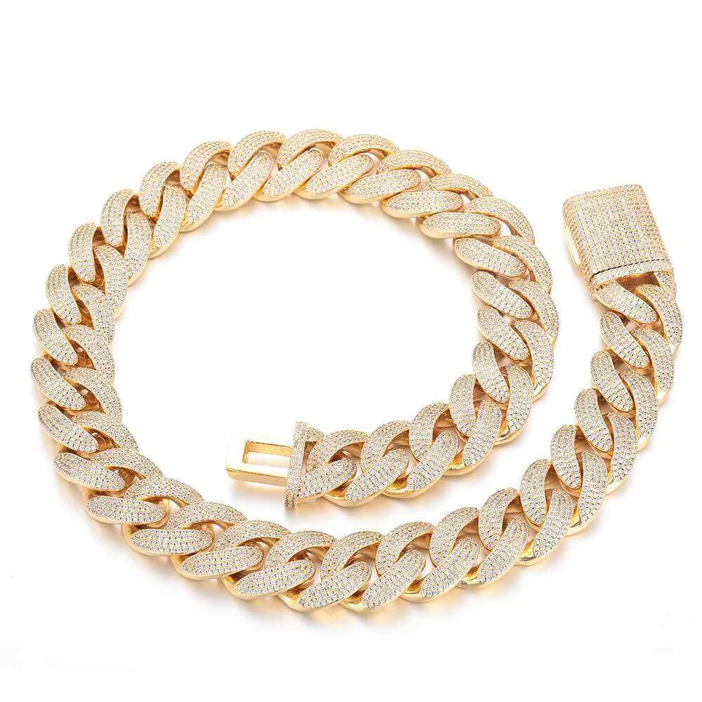 20MM Custom Stainless Steel Brass Gold Sier Moissanite 4Rows Dias Miami Cuban k Bubble Chain Necklace for Men