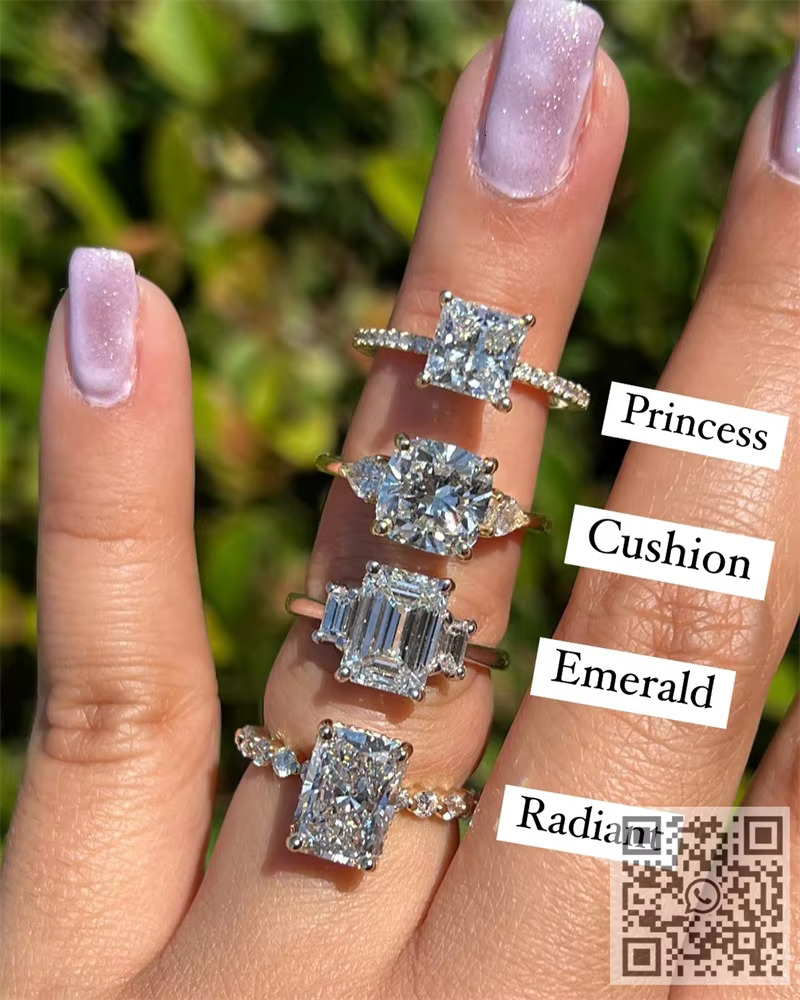 Custom Wedding Jewelry Emerald Cut Finger Rings 925 Sterling Silver VVS Moissanite Real Gold Engagement Ring