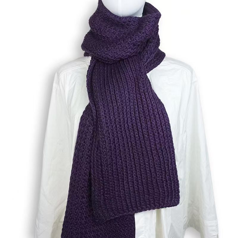T254 Korean lazy style knitted scarf female winter new warm rectangular solid color all-match campus student couple trend