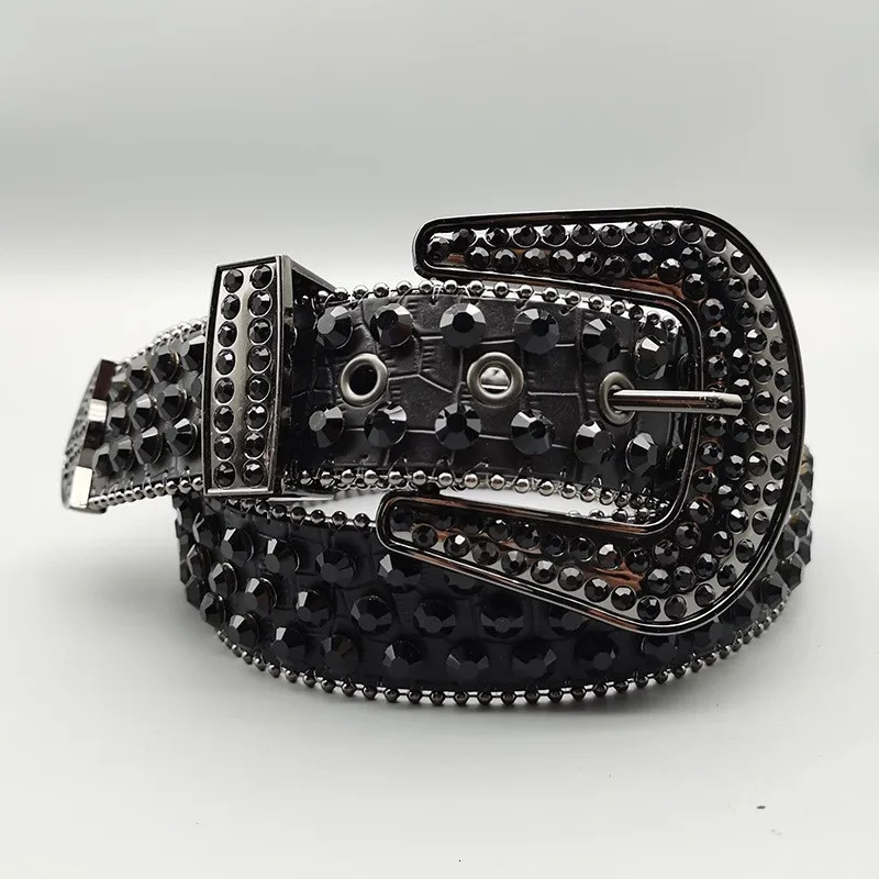 Womens Jeans Rhinestone Large Size Belt Mens Belt Western Denim Shiny Rivet Leather HipHop Punk Rock Y2K Style Belt 250318